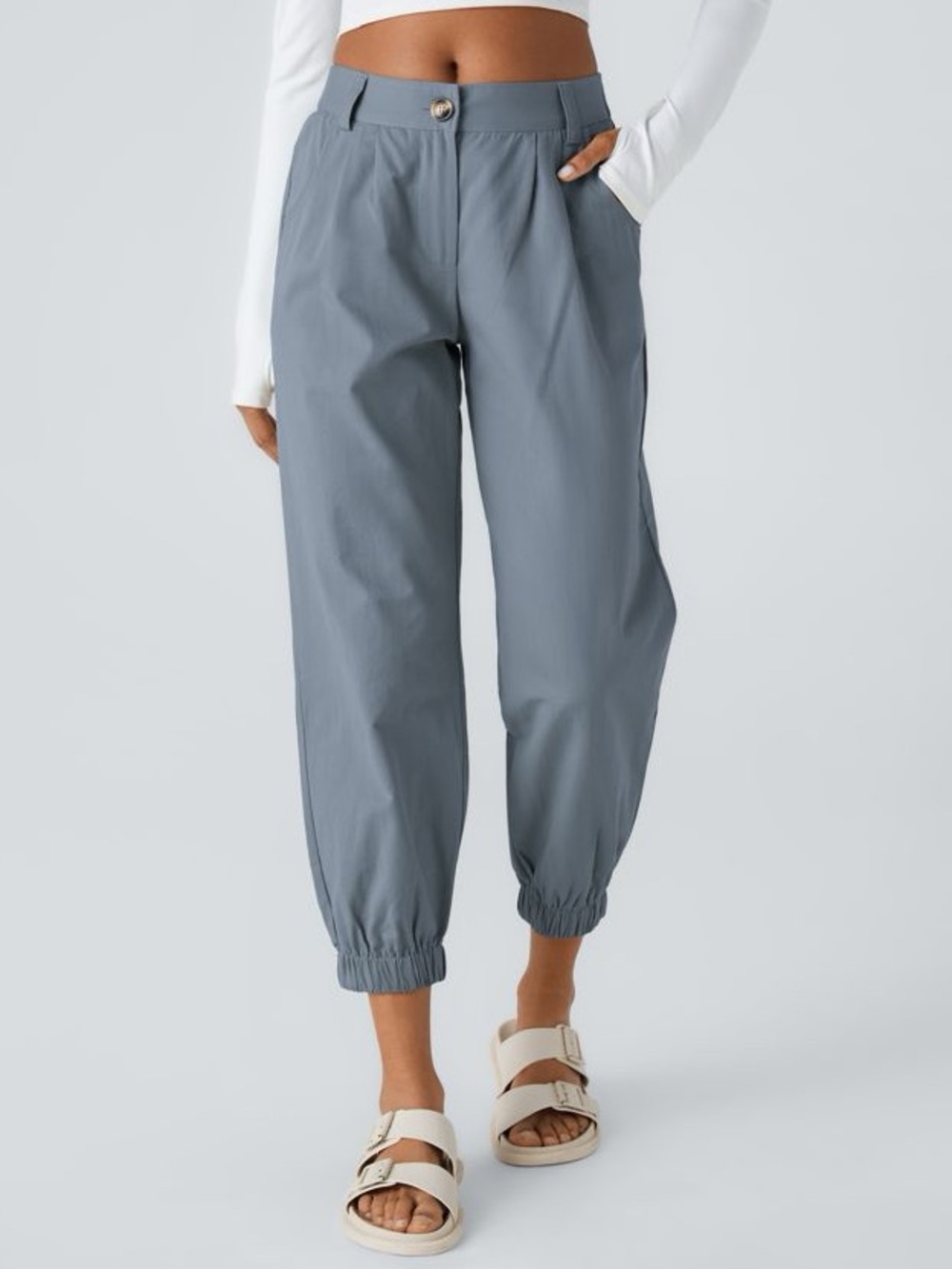 Halara Mid Rise Casual Joggers with Pockets Color Grisaille Size Large